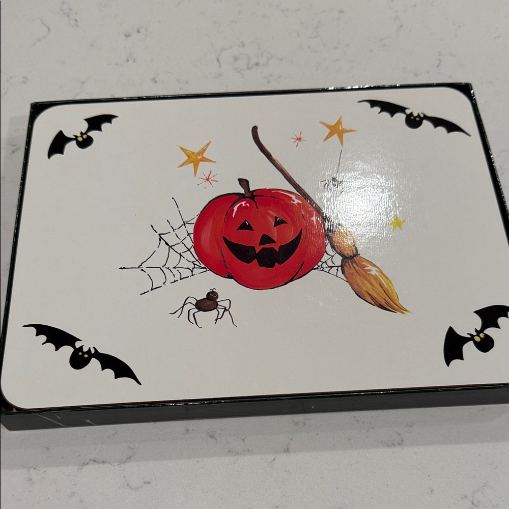 Portmeirion Halloween Pumpkin and Bat Coasters
